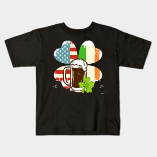 St Patricks Day - Irish American Flag Kids T-Shirt